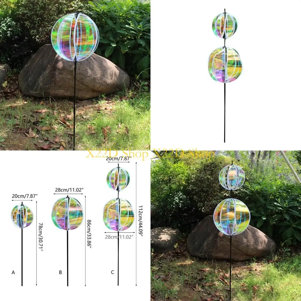 

X22D Pinwheels Reflective Decorative Garden Stakes Windmills Yard Gardening Art Gifts