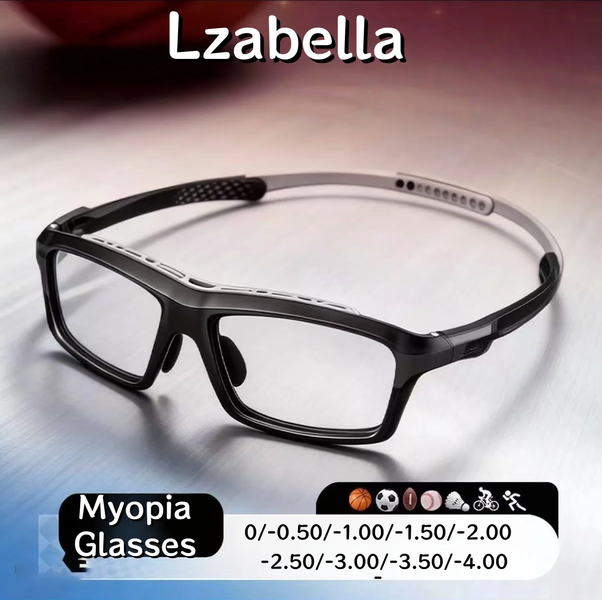 Lzabella TR90 Sports Glasses anti Blue Light Photochromic anti Slip Anti-Collision Football Basketball Cycling Myopia Glasses