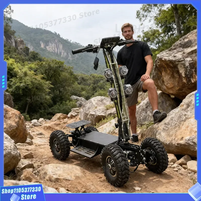 13 Inch Foldable Electric Scooter 4 Wheel High Speed Dual Drive Off Road Vehicle For Outdoor Military Police Patrol Use High