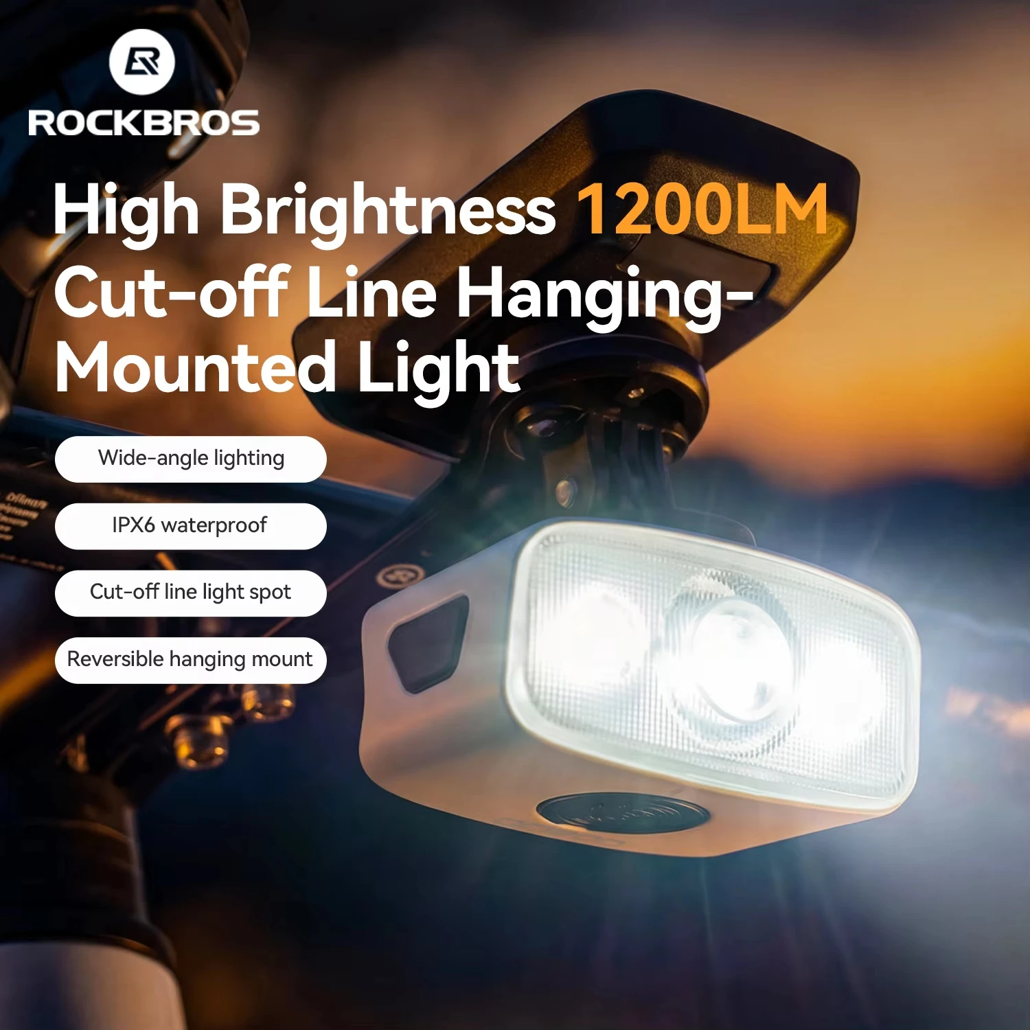 

ROCKBROS Bicycle Headlight 3500mAh 1200LM Highlight Bike Lamp IPX6 Waterproof Aluminum Alloy Flashlight Bike Light Accessories