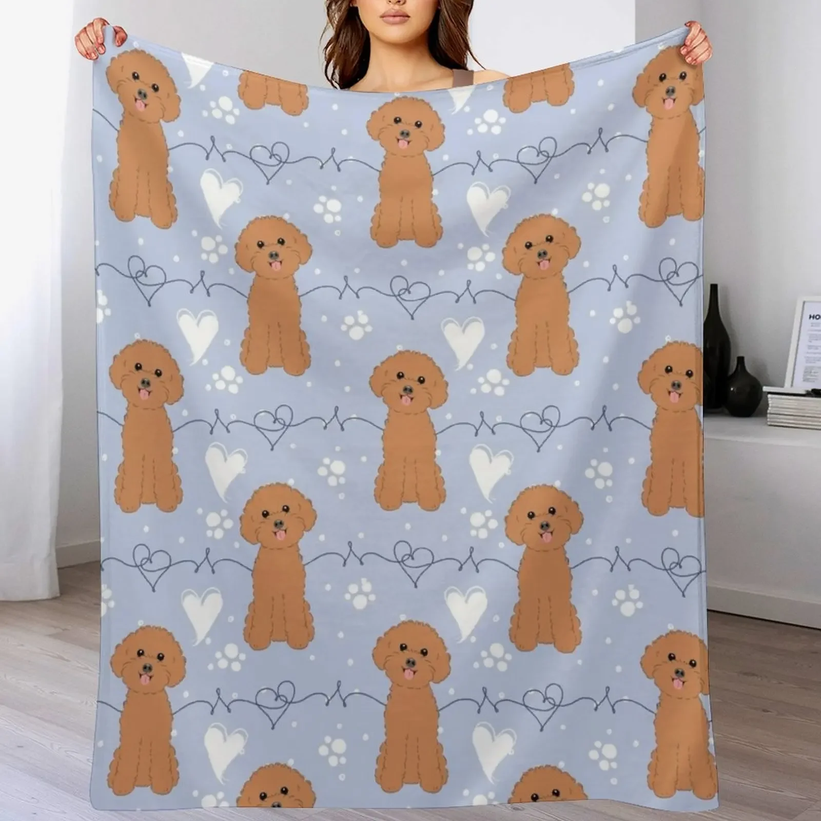 LOVE Red Toy Poodle Throw Blanket Spring Fall Cozy Throw Blanket for Couch