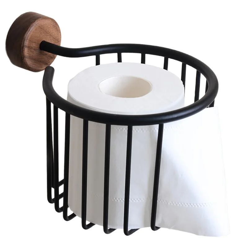 

B62B-Solid Wood Toilet Tissue Box Roll Paper Holder Shelf Carton Pumping Toilet Tissue Holder Walnut Bathroom