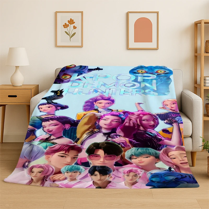 KPop D-Demon Hunters Girl Group Cartoon Soft Flannel Throw Blanket,Cozy Blanket for Bed,Couch,Sofa,Bedroom,Living Room,Travel