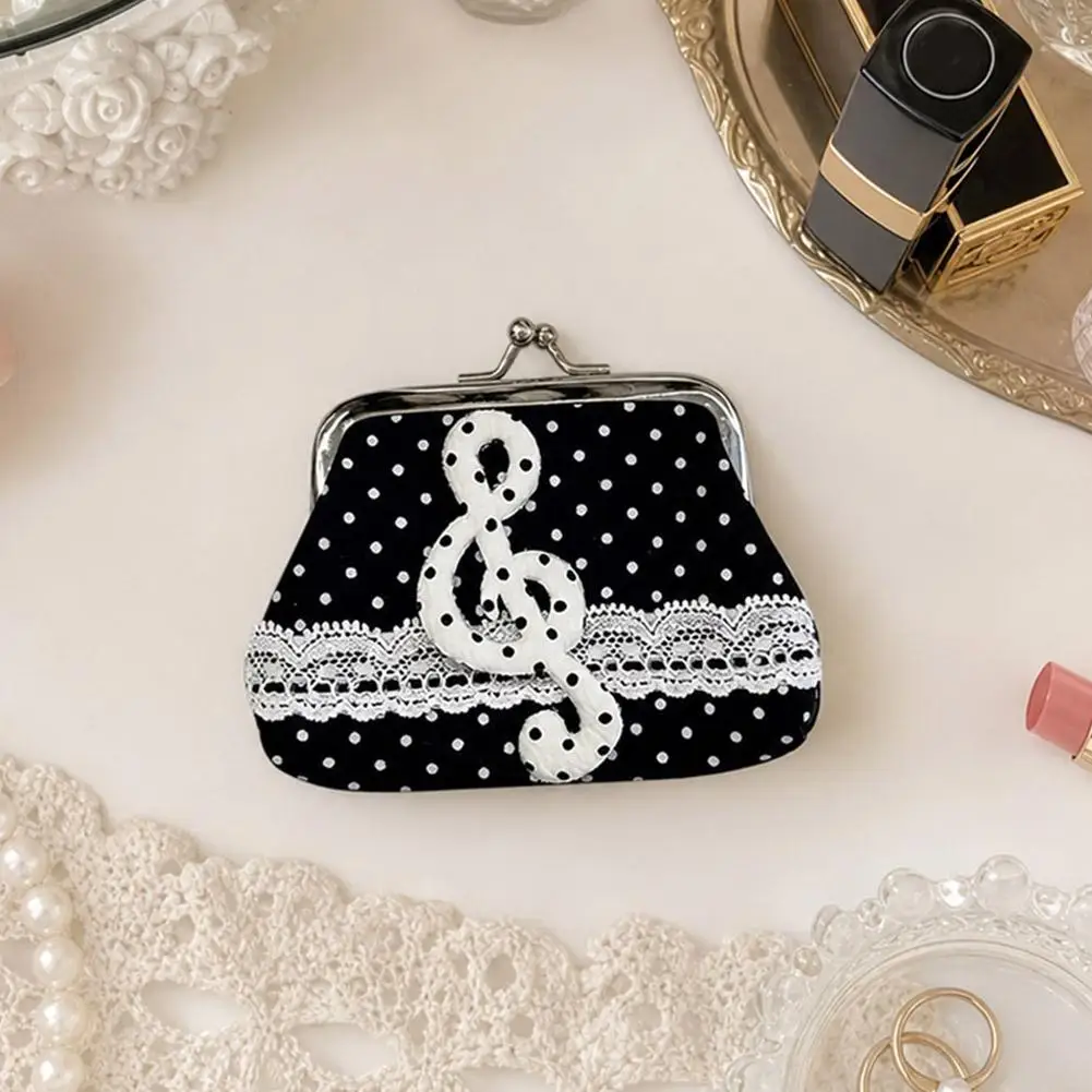 Cute Y2k Coin Purses Lady Small Wallet Wave Dot Handmade Lace Showa Rose Vintage Bag Hanging Pendant Earphone Bag Wallet