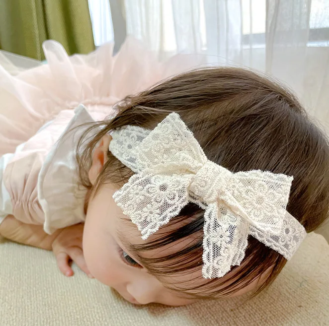 Korean Style Baby Headband Baby Girl Bow Lace Headband Full Moon Hundred Days Princess Headdress