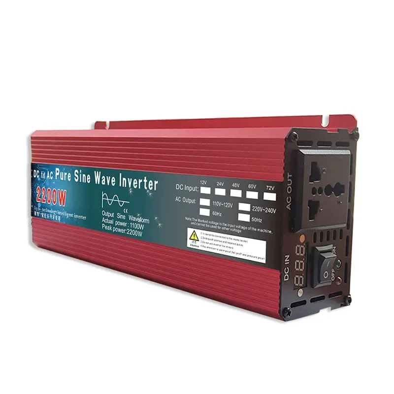 Pure Sine Wave Inverter 12V/24V to AC110V 220V 1000W 2000W 3000W Voltage Transformer Power Converter Solar Inverter LED Display