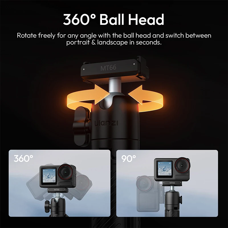 Ulanzi MT66 ClipMate Mini Statyw Kijek do Selfie do Kamer Insta 360 Dji Action z Obrotem 360 °   Głowica kulowa, maksymalne obciążenie 1 kg — zdjęcie produktu 6