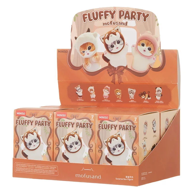 Miniso Mofusand Fluffy Party Series กล่องตาบอดตัวเลข Hipster ตกแต่งของขวัญวันเกิด