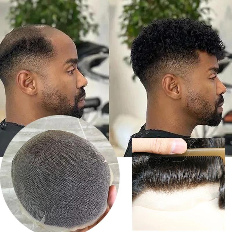 15mm afro encaracolado natural linha fina completa renda suíça homens peruca cabelo humano nós de lixívia loiro cinza marrom masculino capilar prótese