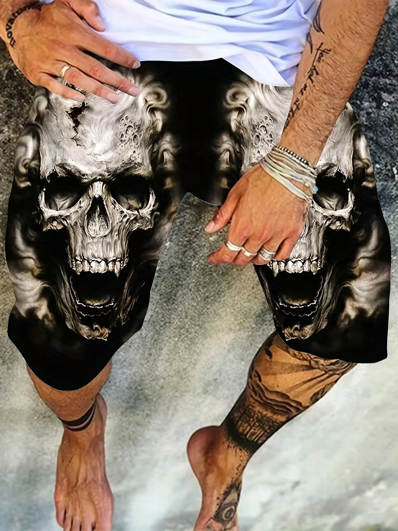 3D Patriotic Skull Print Men\'s Shorts Comfortable Stretchy Suorts Summer Clothing Oversized Sport Shorts Runing Quick Dry Shorts