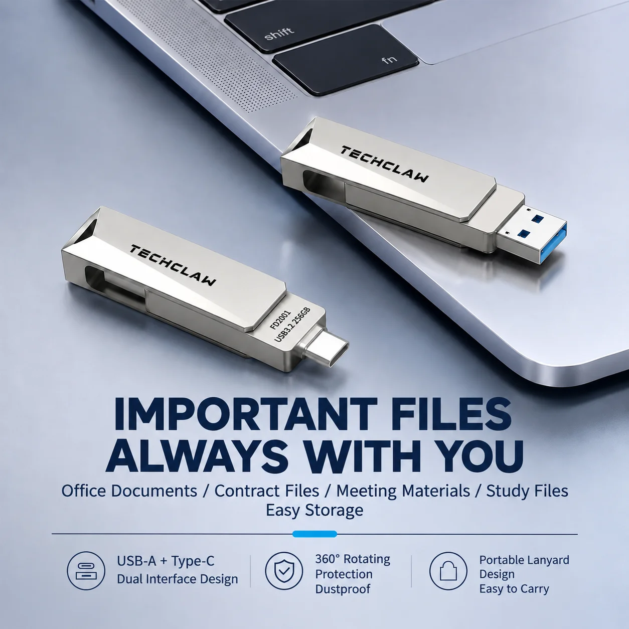 Pamięć USB 3.0 typu C, 2 w 1, 120 MB/s, szybka, metalowa, z funkcją OTG, 64 GB, 128 GB, 256 GB, 512 GB, do komputera, telefonu i samochodu. — zdjęcie produktu 5