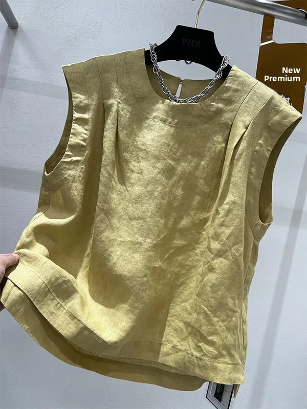 

High-End Linen Svel irt Women's Summer Advanced Sense 2026 New Hemp Vest Outerwear Cotton Linen Top