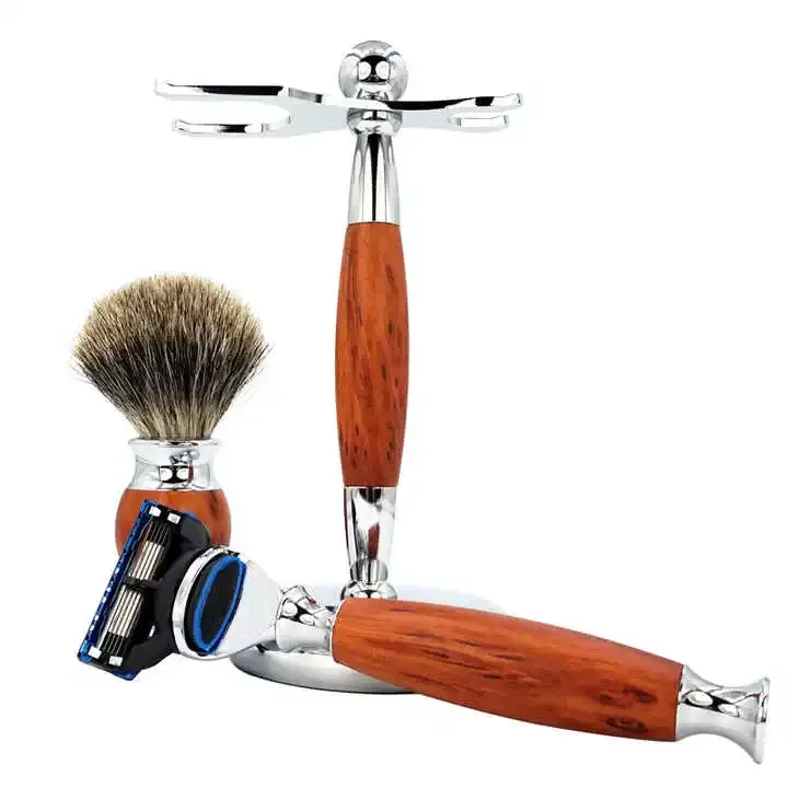 Vintage Style Men's Razor Set Safety Double Sided Manual Razor, Beard Beauty Set Brush Barber Shop Accessories