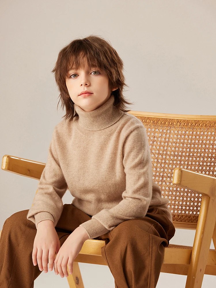 

ADDONEE Autumn Winter Kid's 100% Cashmere Sweater Turtleneck Pullover Thick Warm Basic Cashmere Knitwear Children's Clothes Tops
