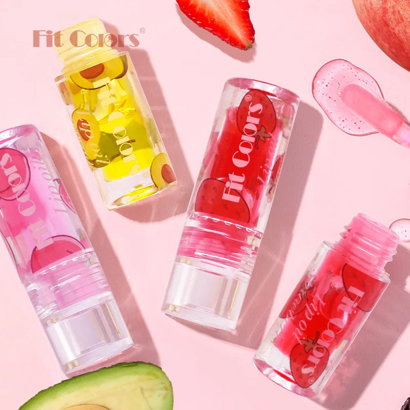 1pc Fruit Flavor Lip Oil Lip Gloss Moisturizing Hydrating Transparent Water Light Care Lip Tint Cross border