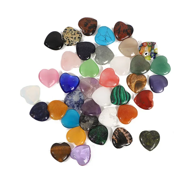 10pcs/Set Natural Heart Shape Crystal Stone Mini 2cm Ornament Reiki Rose Quartz 7 Chakra Energy Healing Gem Home Decor