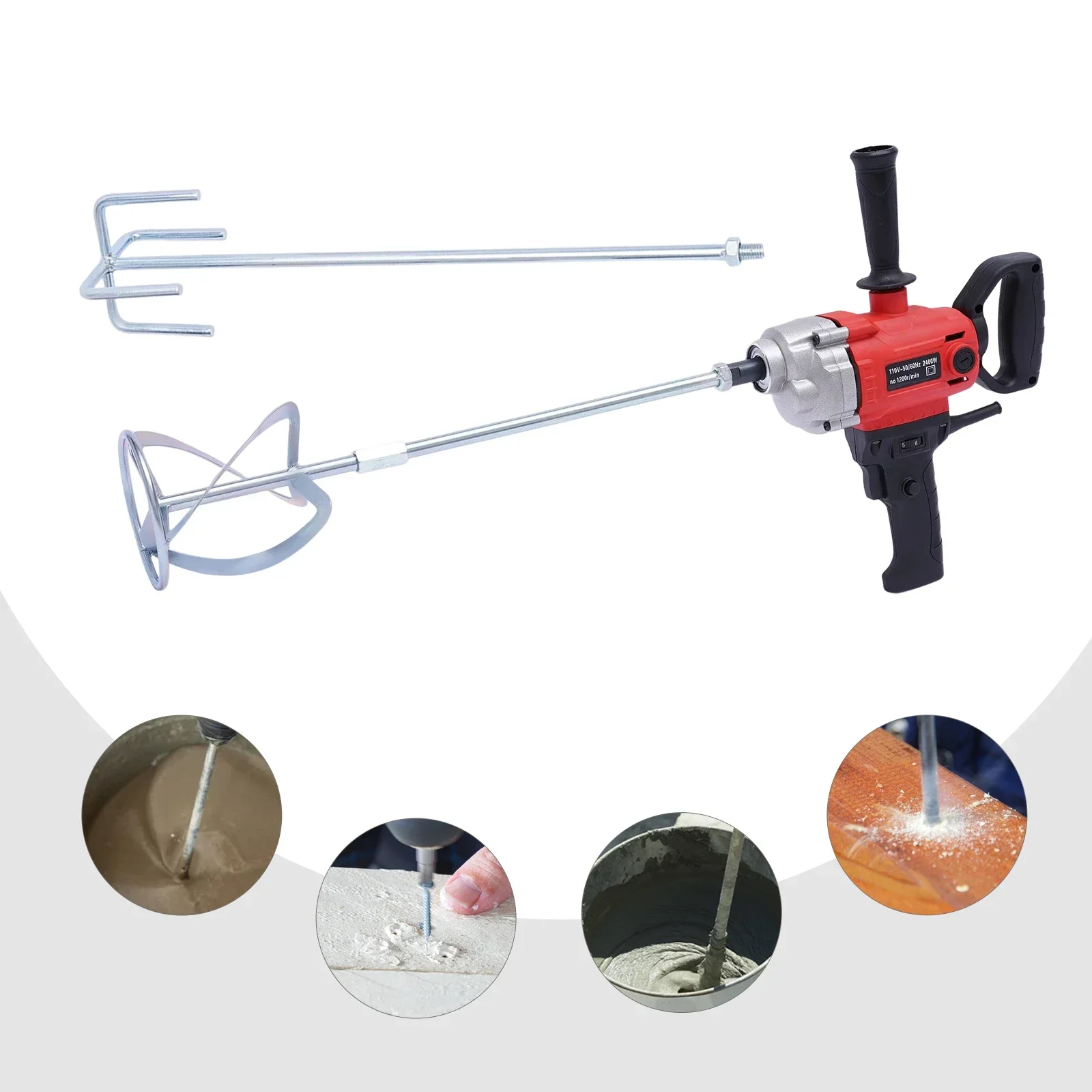 

CNCEST 2400W Electric Drill Mixer W/ Dual-Pole Motor & Adjustable Speed Control, Corded Concrete Mixer for Cement,Slurry & Paint