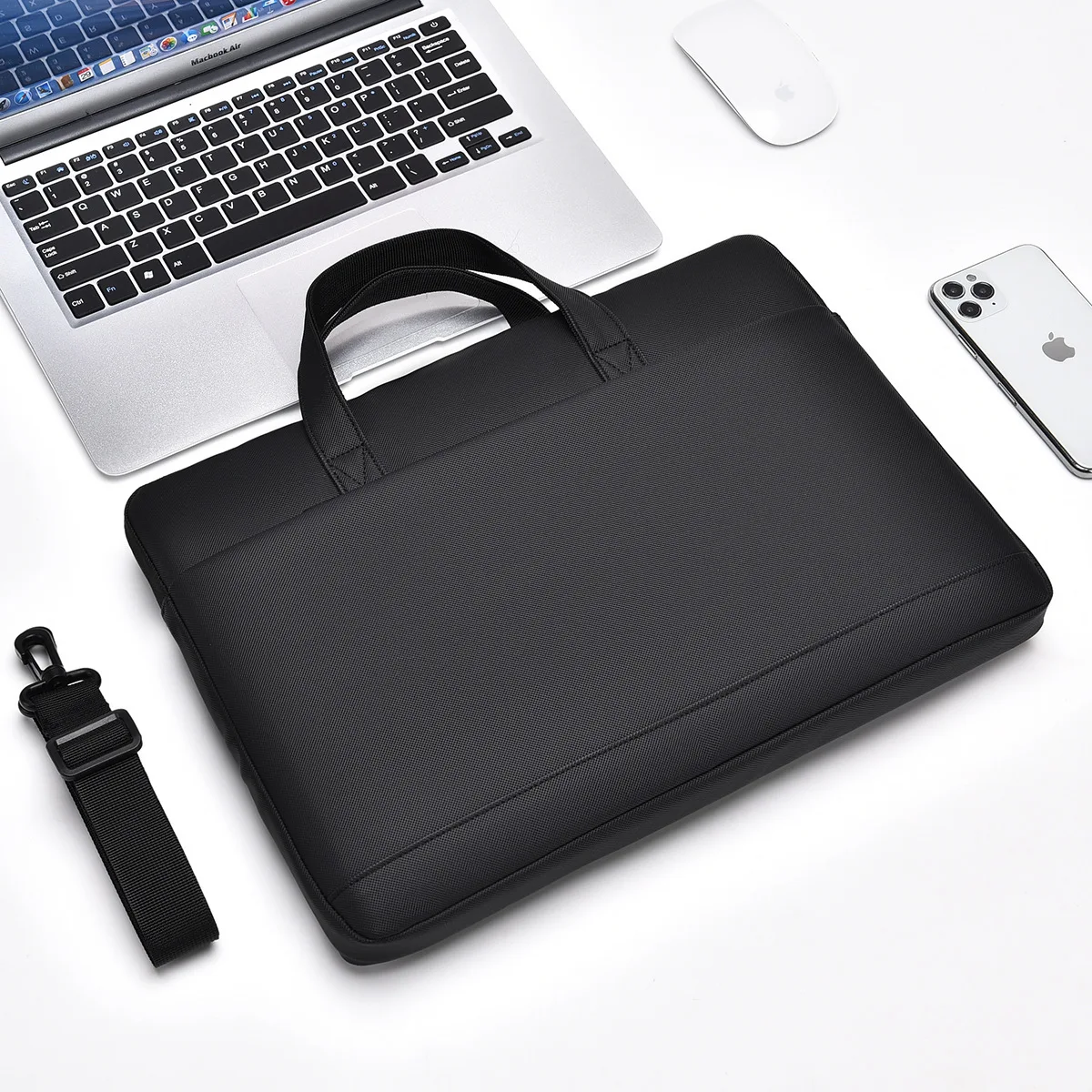 Tas Laptop 14-16 Inci Tas Bahu Laptop Pria Tas Kantor Bisnis Kapasitas Besar Tas Tangan Desain Warna Solid