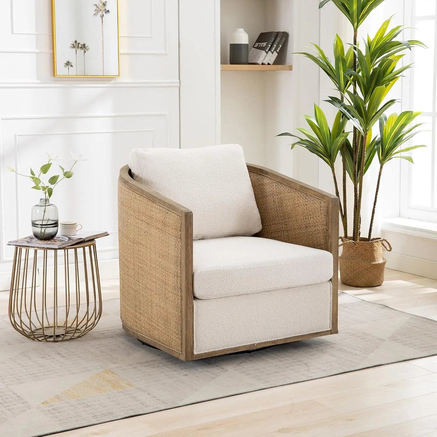 Brown Swivel Barrel Accent Chair 1