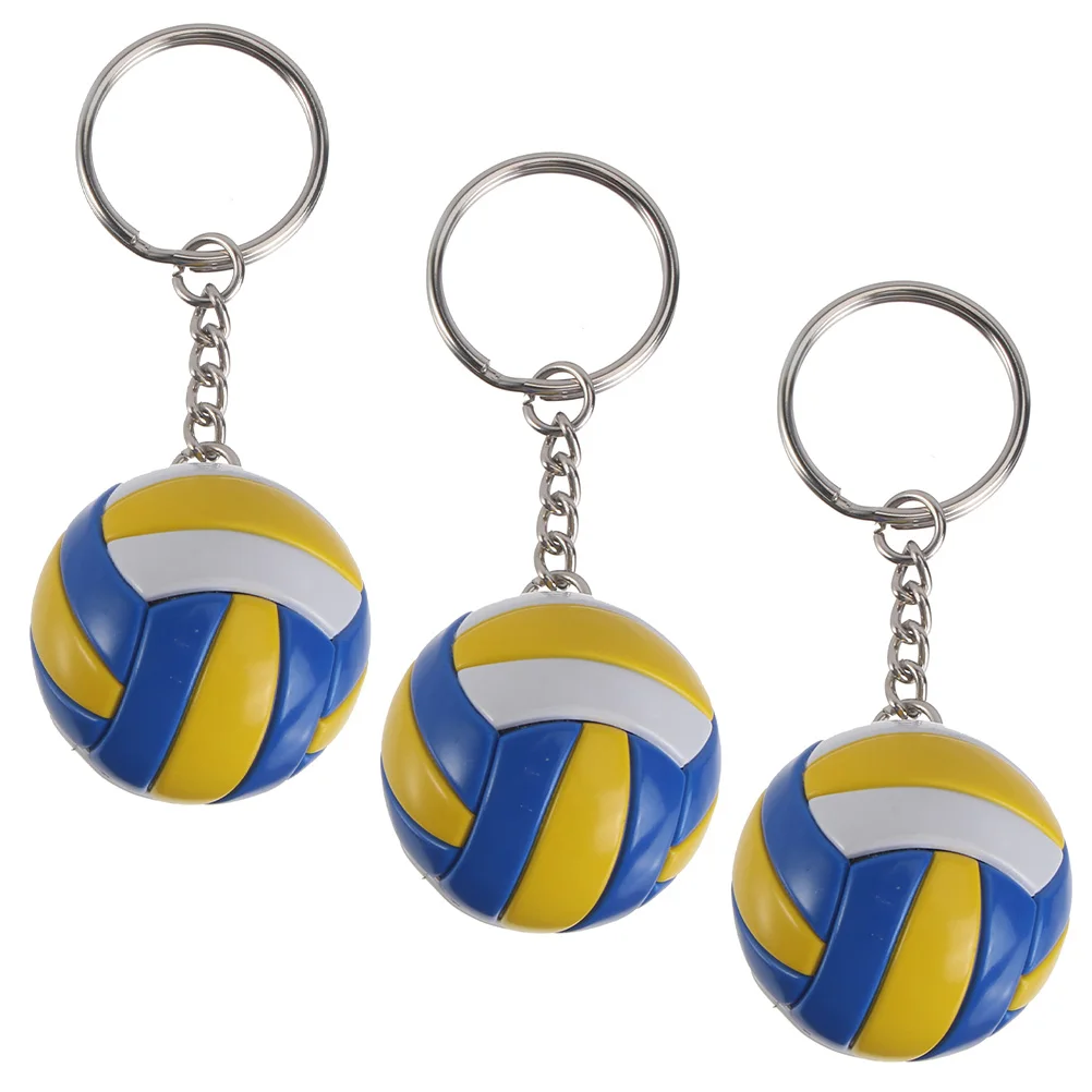 

3pcs Simulated Volleyball Keychains Yellow White Blue Durable PU Anti Rust Excellent Gloss Training Tags Gifts