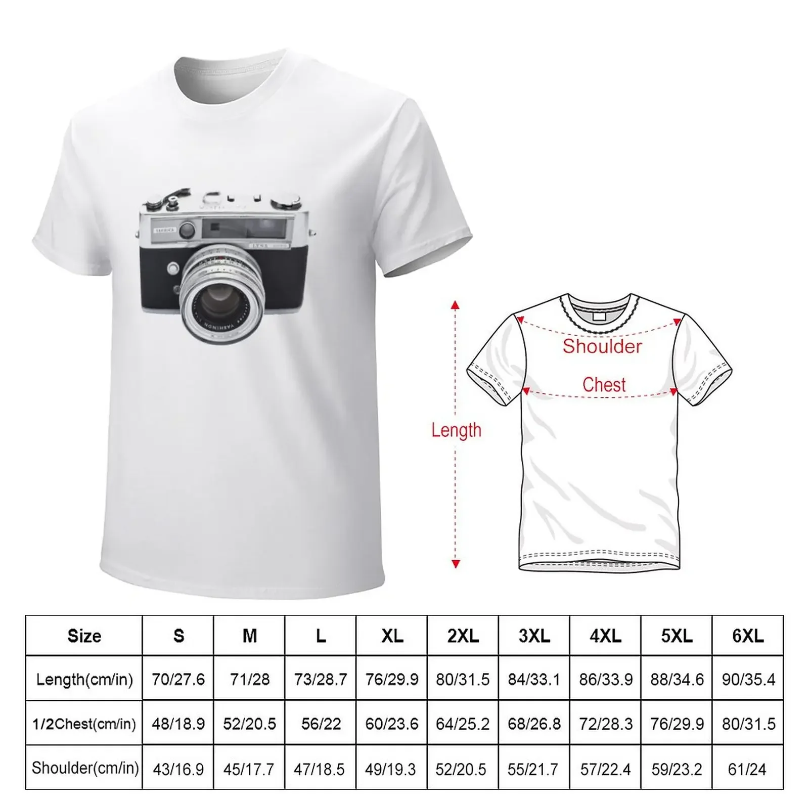 Vintage Camera Yashica T-Shirt plain Blouse plus size tops mens tall t shirts