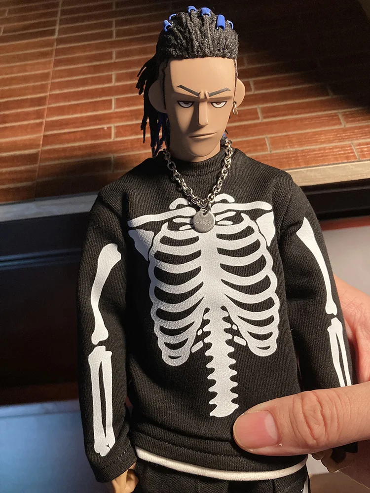 1/6 Trendy Action Figure Skull Print Sweatshirt Green Stripe Sweater Coat Top Casual Jeans Sport Pants Clothes Toys For 12" Body