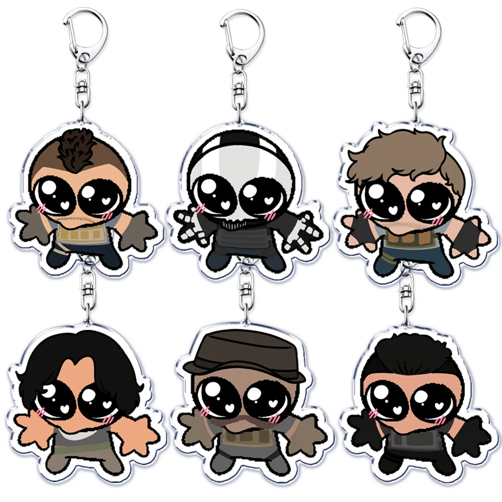 Hot Military Game Ghost Chibis Keychains for Accessories Cod Soldier Soap Simon Riley Keyring Jewelry Fans Friends Gaming Gifts