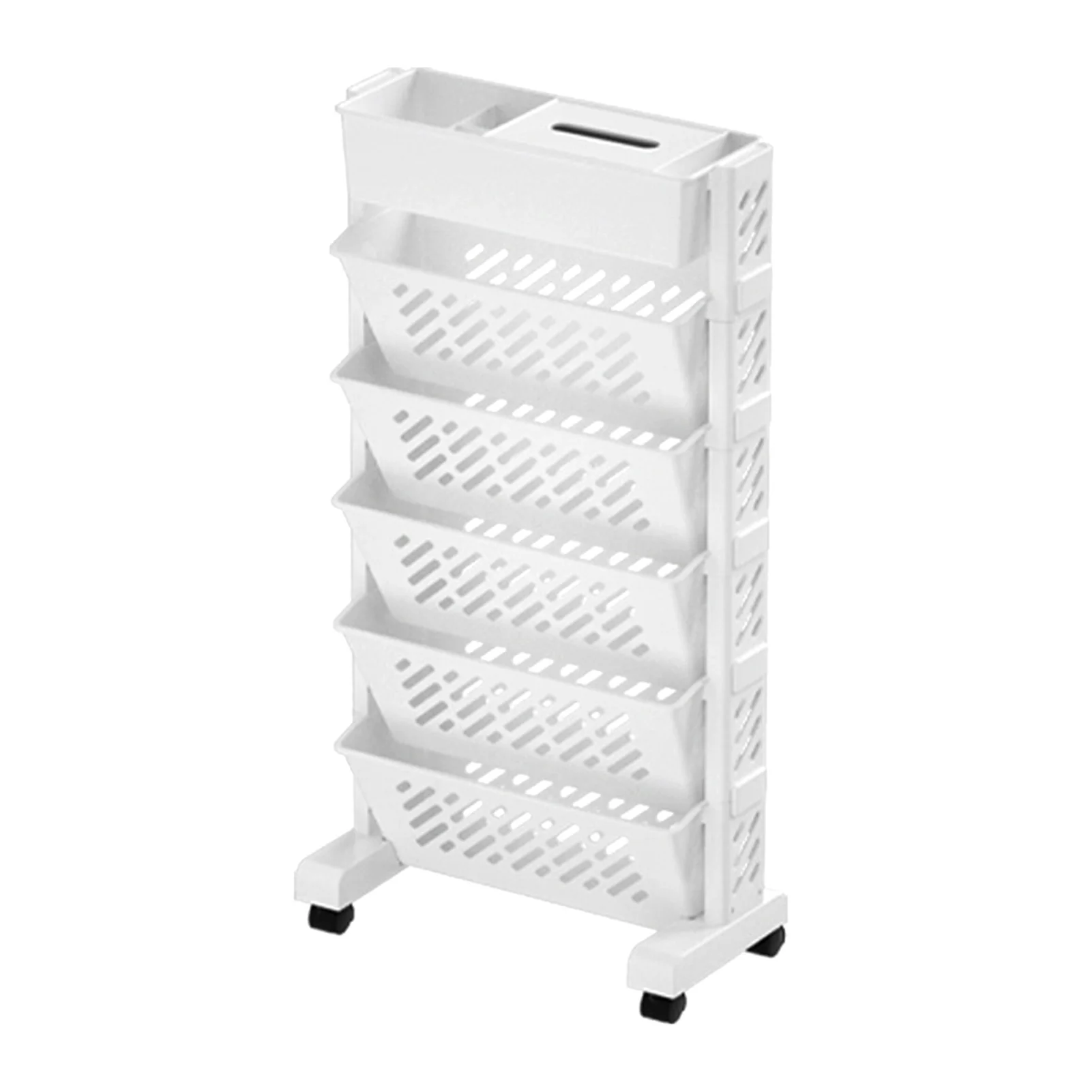 

Six Layers Movable Bookshelf Large Capacity Rotatable Removable Plastic Practical Rolling Organization Shelf Mobile Bookshelf