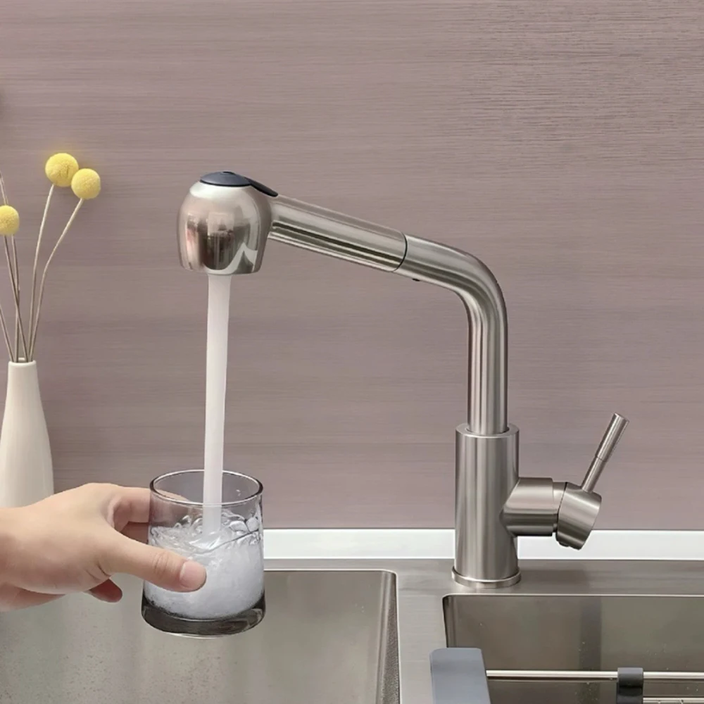 

304 Stainless Steel Material Kitchen Sink Faucet ,360 Rotation Two Model Water Out ,Ceremic Valve Core,Two Holes Installation