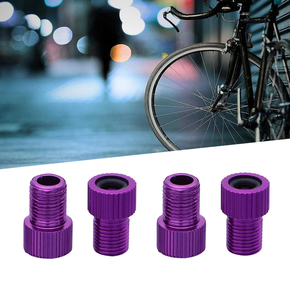 4 PCS Aluminum Alloy French to Schrader Adapters Converters Road Bike Mountain Bike Tube Pump Air Compressor Adapter