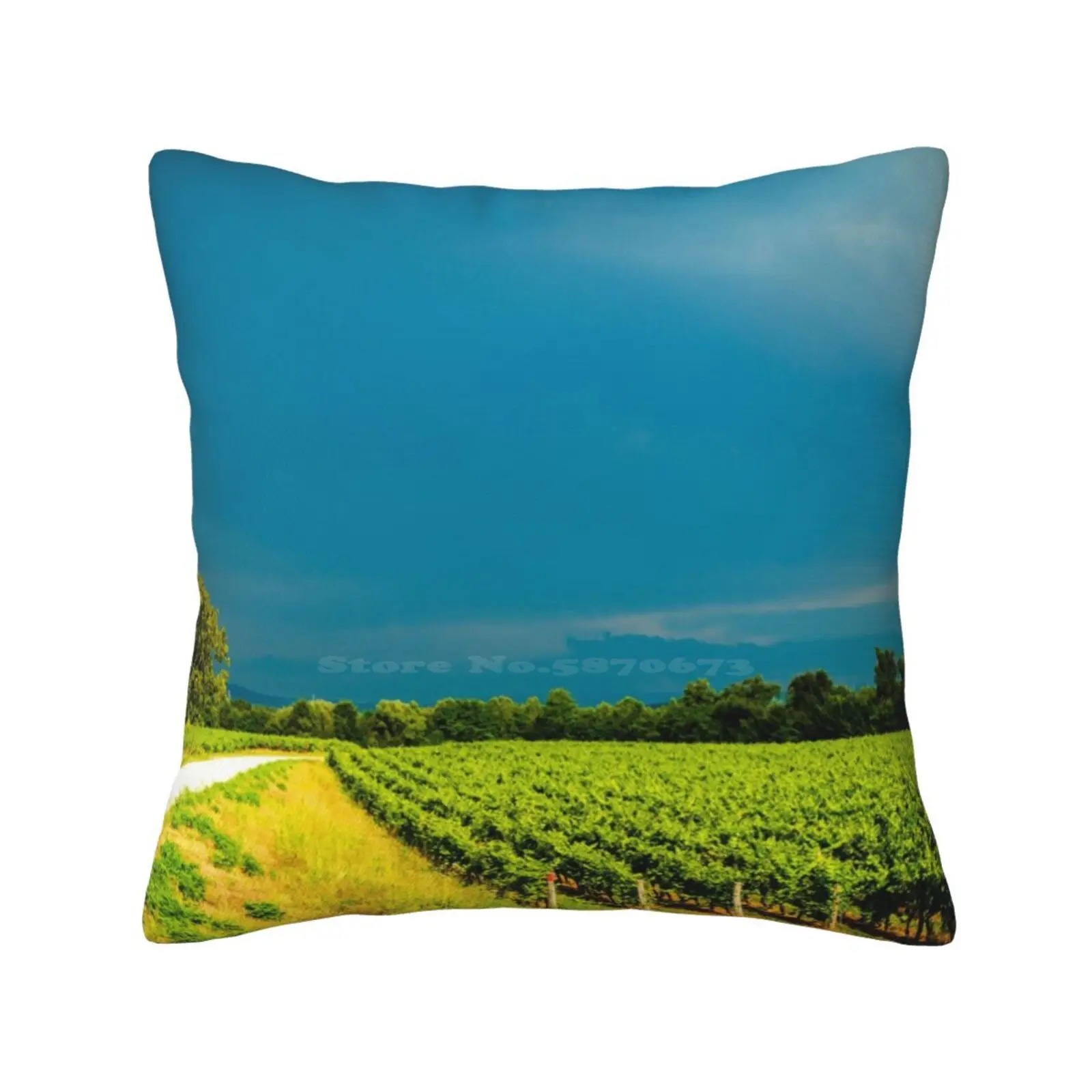 Over The Vineyard Home Sofa Car Waist Throw Pillowcase Friuli Venezia Giulia Agricultural Agriculture Background Climate Clouds