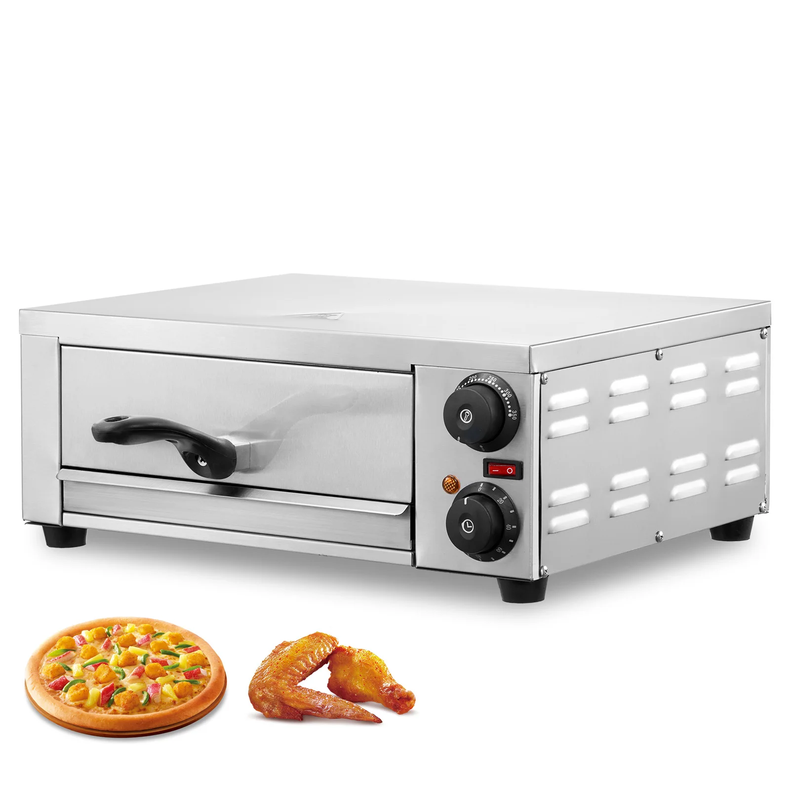 VEVOR Electric Pizza Oven, 12-inch, 1500W, with Temp Control & 0-120 Min Timer, Even Baking Technology & Easy Clean Crumb Tray