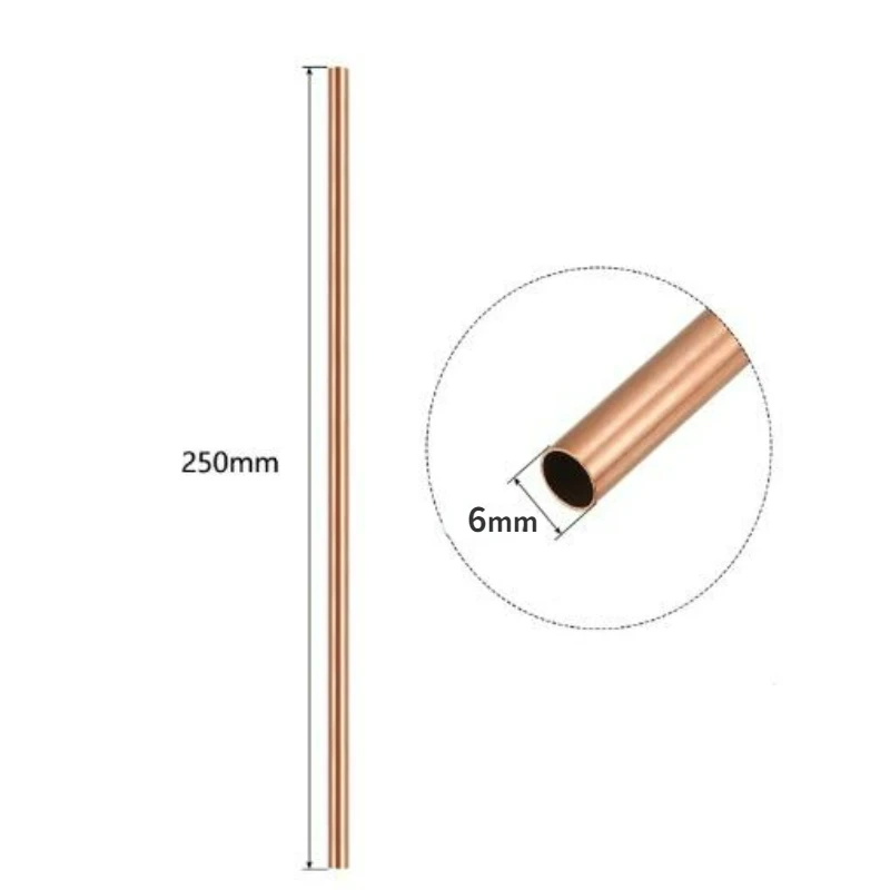 1pcs T2 Purple Copper Straight Pipe Outer Diameter 6/7/8/9/10/11/12/13/14/15mm Hollow Hard Copper Tube Wall Length 250mm