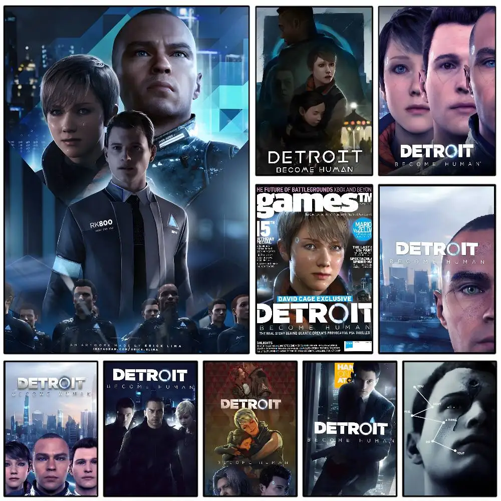 Affiche d'art Detroit devenir humain avec imprimés, décoration de maison, chambre à coucher, salon, cadeau
