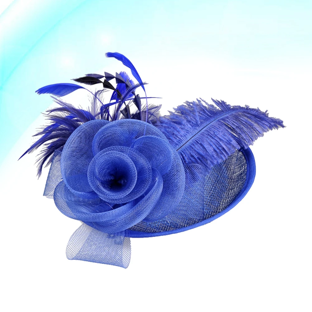 

Bridal Topper Headgear Women Headband Hat Headwear for Ostrich Headdress Blue Hair Clip Women's