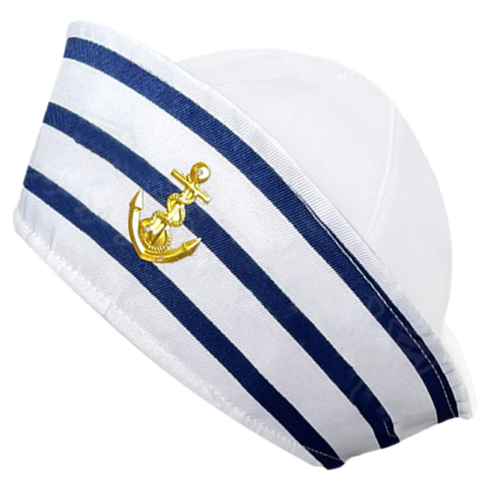 Cappello da marinaio a strisce bianche blu Cappello da donna blu scuro Costume da barca Cappello da barca Cosplay Spettacolo teatrale Uomini adulti