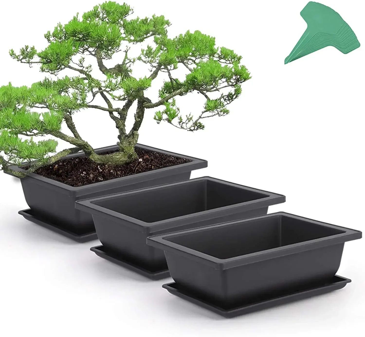 1 szt. Doniczek do treningu Bonsai z 4 szt. Etykiety roślin doniczką do uprawy roślin plastikowe Bonsai na podwórko biurowe balkon do salonu