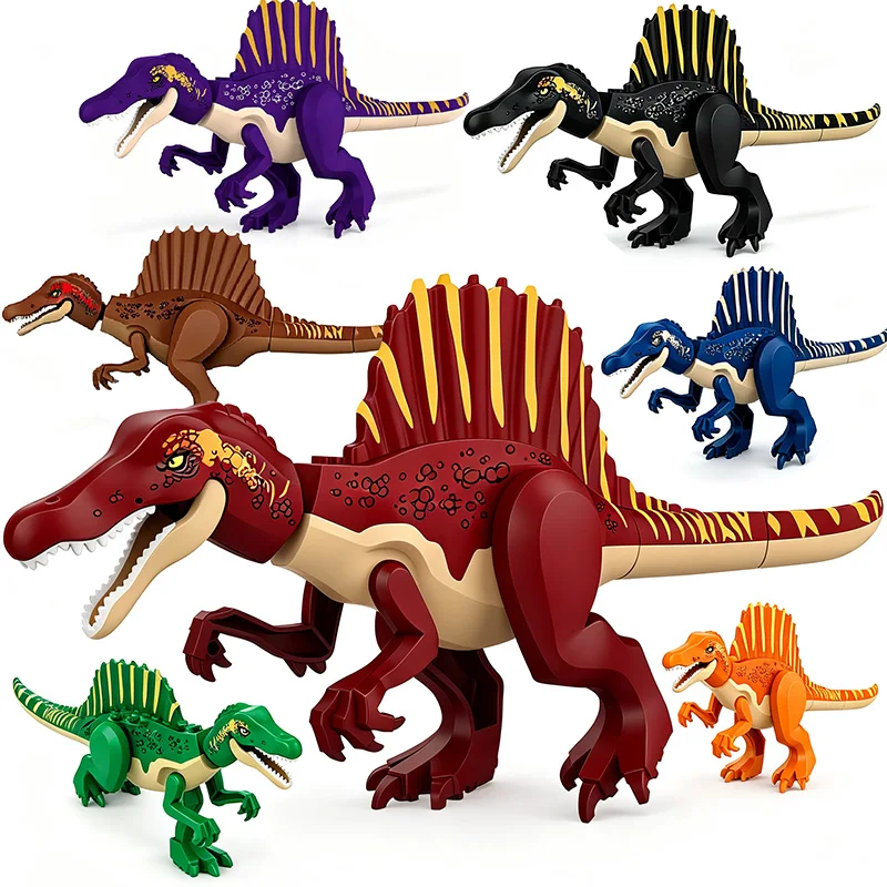 Jurassic Dinosaur World Large Spinosaurus Model Building Blocks Bricks Set DIY Jurassic Dino Park Assembly Toys For Boy Gifts