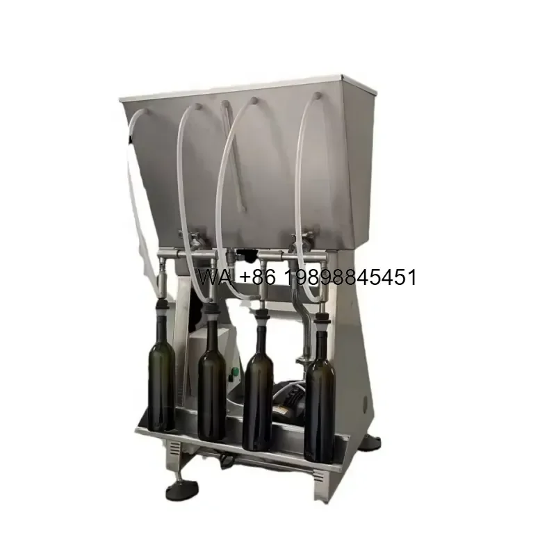 Wmwmnu for Commercial Small Gravity 4 Head Liquid Filling Wine Whisky Liquor Bottle Bottling Filling Machines