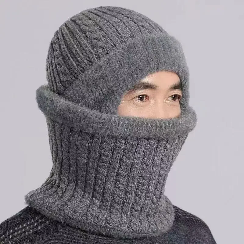 Gestrickte Biker-Mütze für Herren, Warmer Ohrenschutz, Fahrrad-Outdoormütze, Winddichte Kälteschutzmütze für Herbst und Winter, Tägliche Bekleidung für Ältere – Detail 6