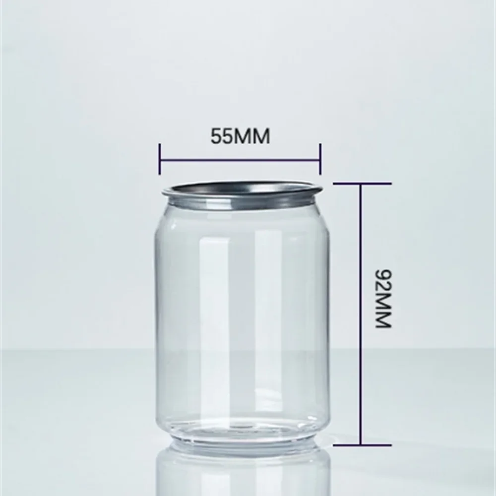 

PET Plastic Can with Lid Sealed Beverage Bottle Milk Tea Coffee Bubble Water Beverage Cans
