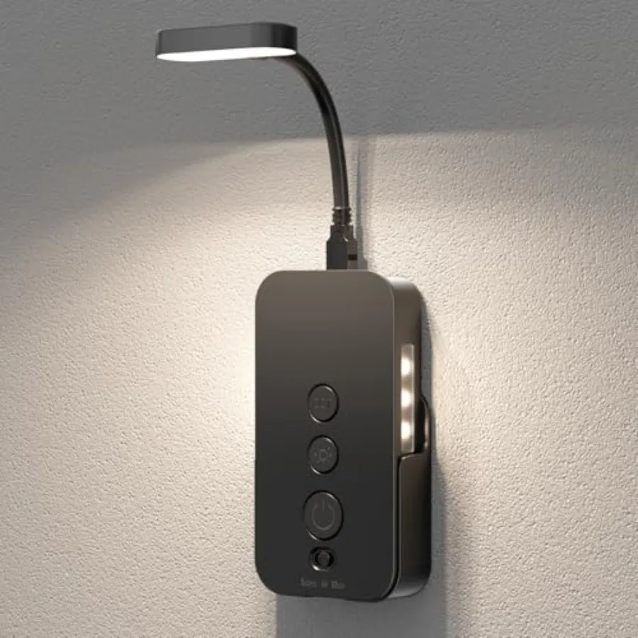 Wall Mounted Reading Light: Dimmable LED Book Lights with Timer and Memory - Adjustable Gooseneck USB Powered - Easy Install fo