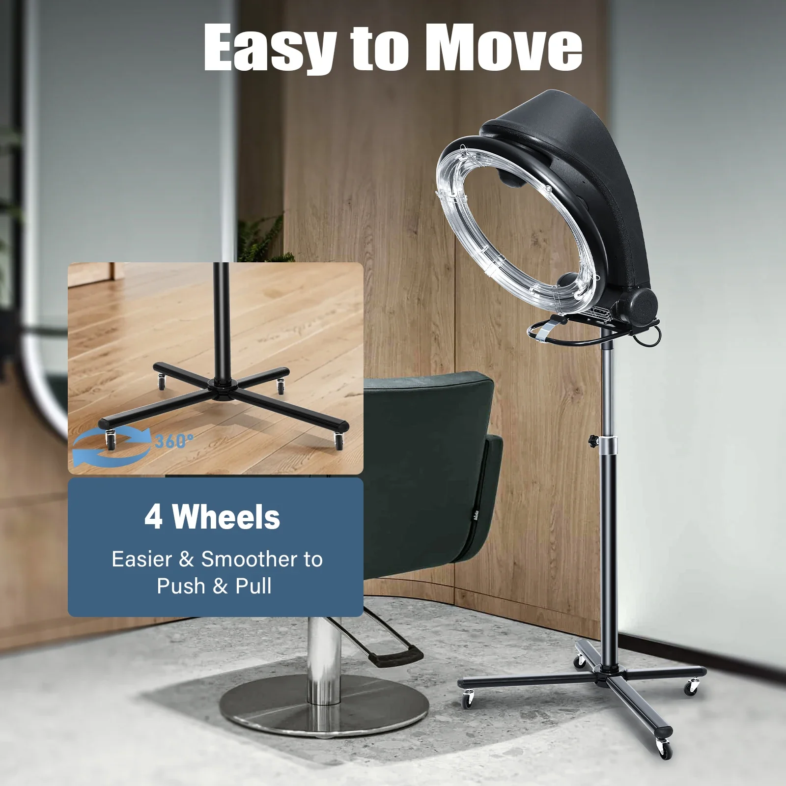 Professional Infrared Hair Dryer - Adjustable Height, Temp & Time Control, Durable Build, Easy Move & Install, Ideal for Salons