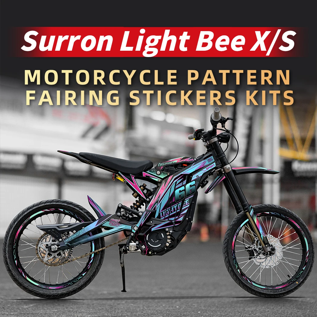 مجموعة ملصقات فينيل مطلية بالكهرباء شديدة اللمعان لدراجة نارية Surron Light bee X/S - شارات هدية ملونة للحماية والستايلين