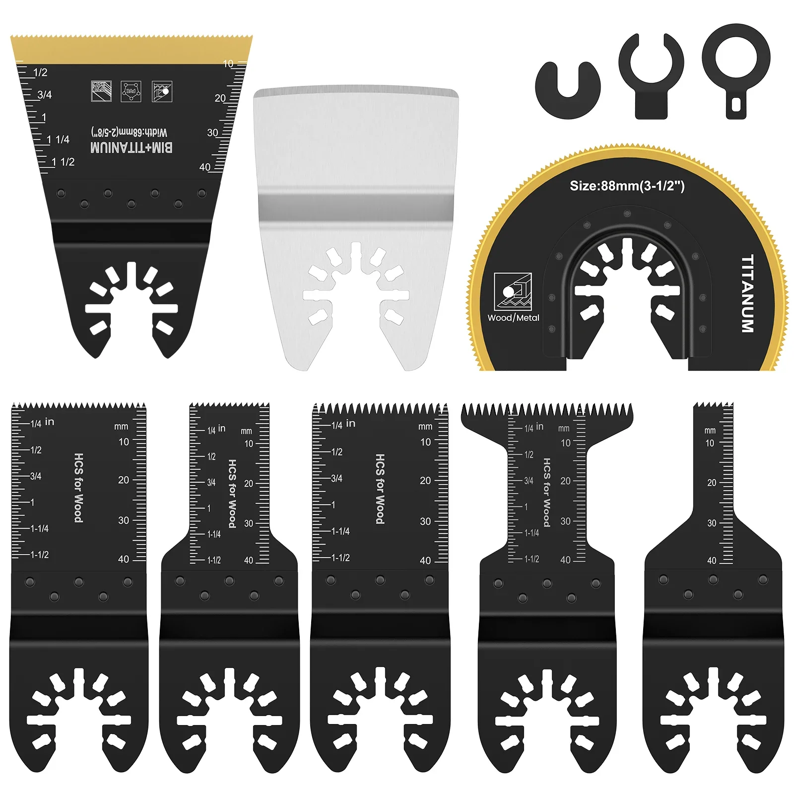 Lâmina de serra oscilante de titânio, 8 peças, bimetálica, multiferramenta, precisão, dente, aço de alto carbono, oscilação