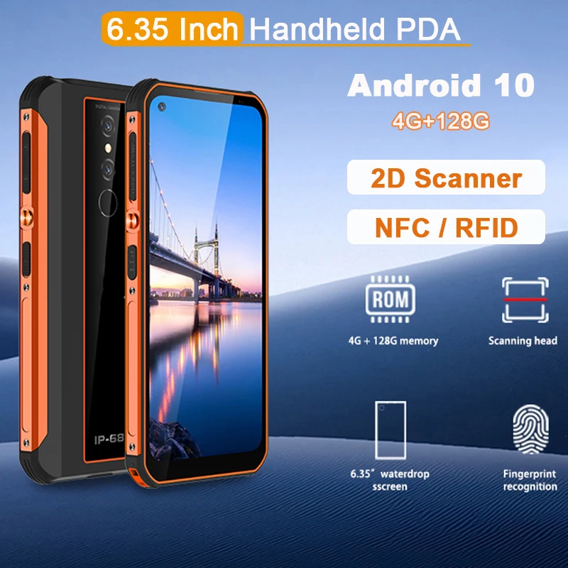 6.35inch 128 GB Large Capacity Data Collector Android 10 2D Barcode Scanning NFC Storage Management