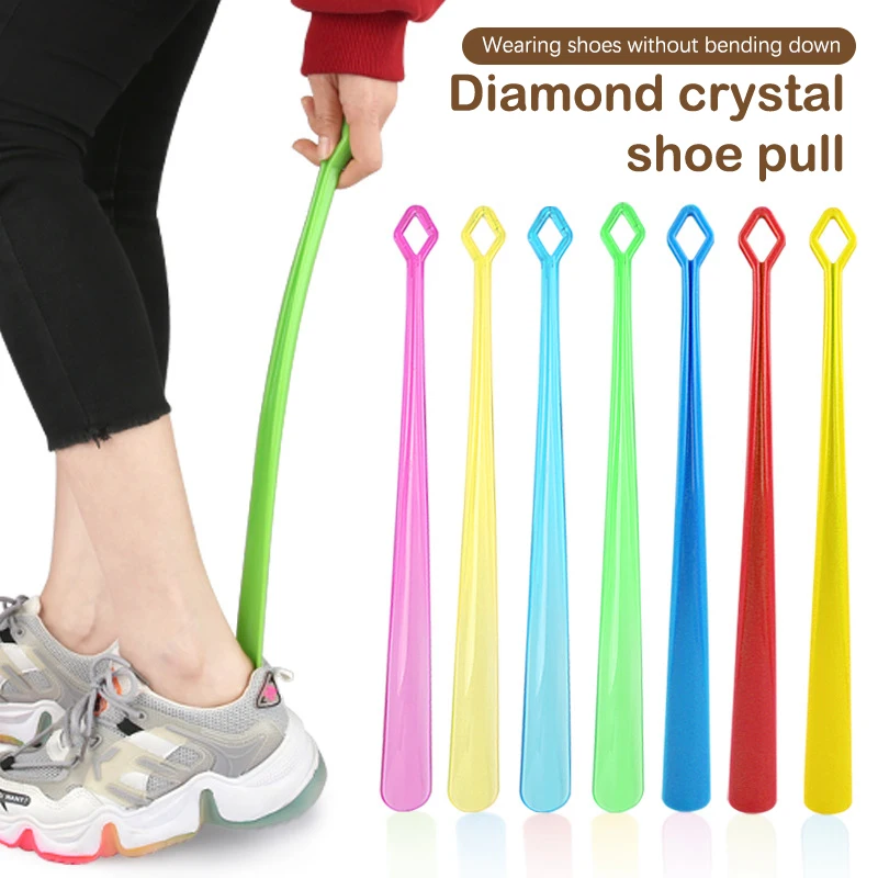 

Crystal Long Handle Shoehorn Pregnant Woman Elder Shoes Lifter Pull Shoehorn Slip Handle Can Be Hung Lazy Shoe Helper