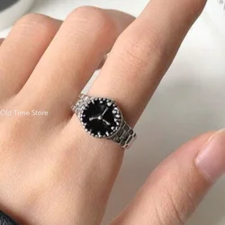 10pcs Creative Watch Shape Rings for Women Adjustable Opening Rings Men Vintage Punk Mini Watch Finger Ring Couple Rings Gift