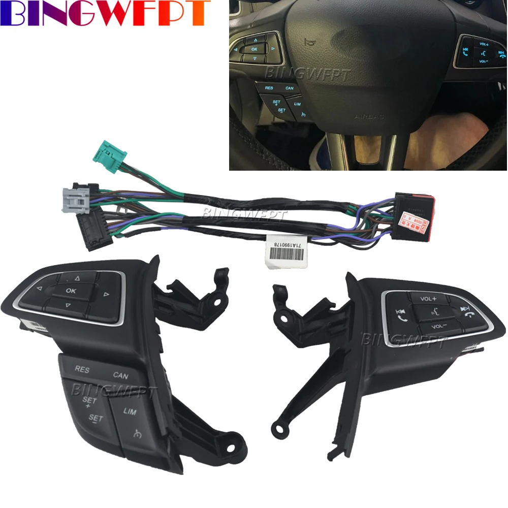 Cruise Speed Control Media Volume Phone Adjust Switch For Ford Focus MK3 2015-2017 Kuga 2017 Car Steering Wheel Button