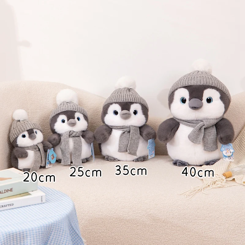 Soft Stuffed Couple Penguin Plush Toy Cute Penguin With Hat And Scarf Doll Pillow Home Decoration New Year Birthday Gift
